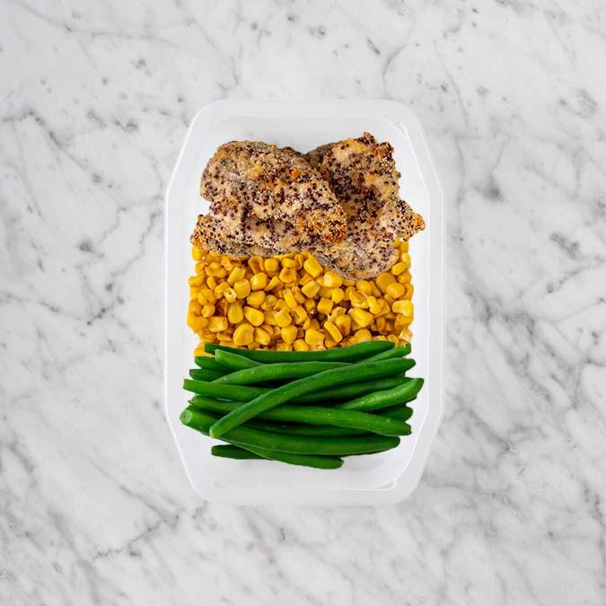 100g Crusted Chicken 100g Corn 100g Green Beans