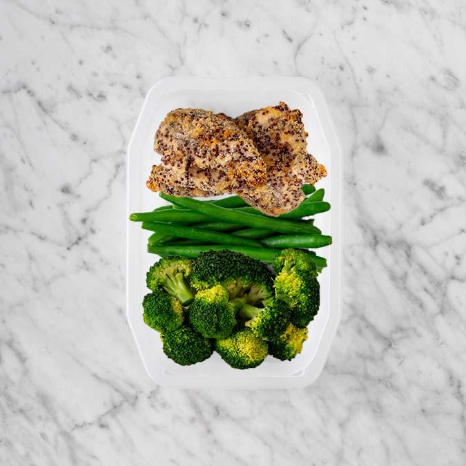 100g Crusted Chicken 50g Green Beans 200g Broccoli