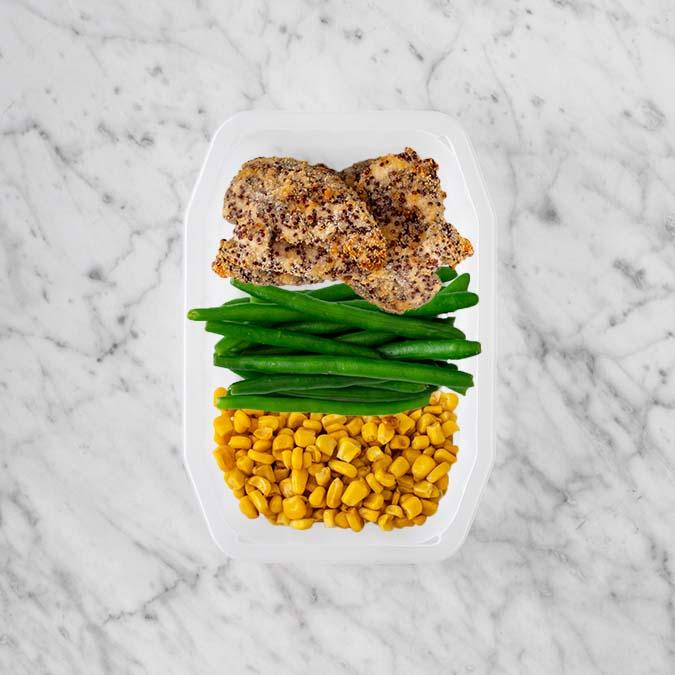 250g Crusted Chicken 250g Green Beans 50g Corn