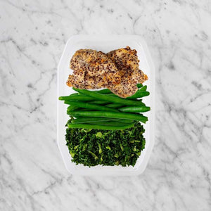 100g Crusted Chicken 50g Green Beans 100g Kale