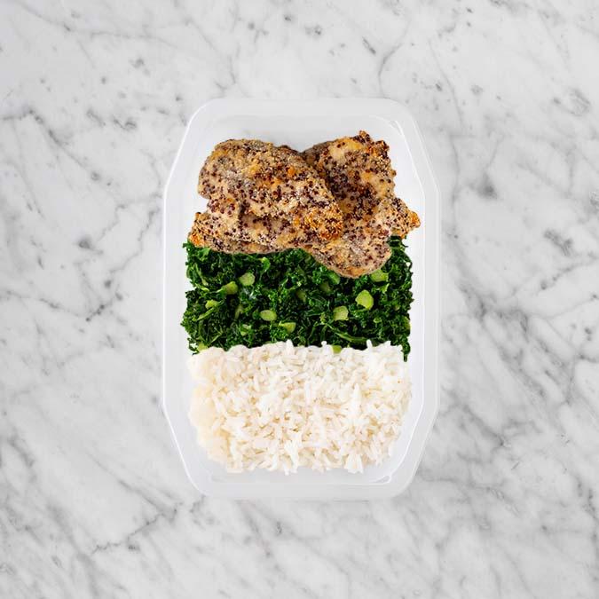 100g Crusted Chicken 50g Kale 50g Basmati Rice