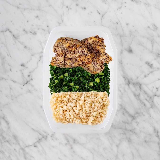 150g Crusted Chicken 100g Kale 100g Brown Rice