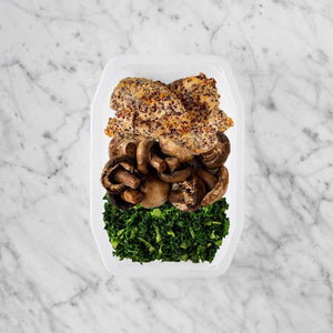 100g Crusted Chicken 50g Mushrooms 150g Kale