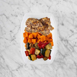 100g Crusted Chicken 100g Smokey Pumpkin 100g Char Veg