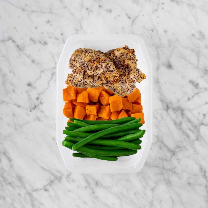 100g Crusted Chicken 100g Smokey Pumpkin 50g Green Beans
