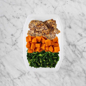 150g Crusted Chicken 100g Smokey Pumpkin 100g Kale