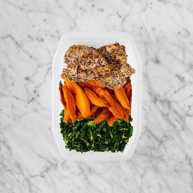 100g Crusted Chicken 100g Sweet Potato Fries 100g Kale