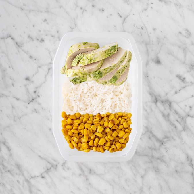 100g Garlic Herb Chicken Breast 150g Basmati Rice 150g Corn