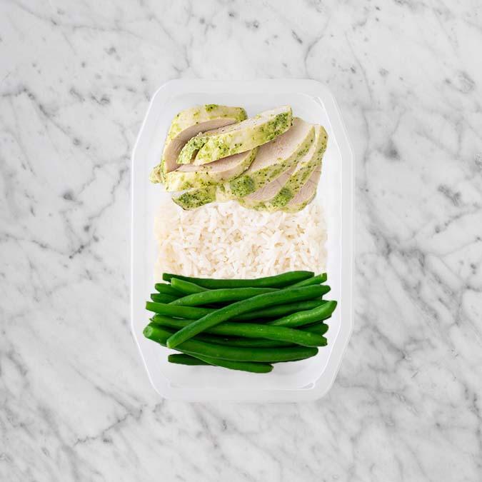 150g Garlic Herb Chicken Breast 50g Basmati Rice 50g Green Beans