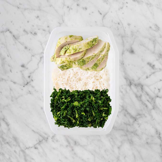 100g Garlic Herb Chicken Breast 50g Basmati Rice 100g Kale