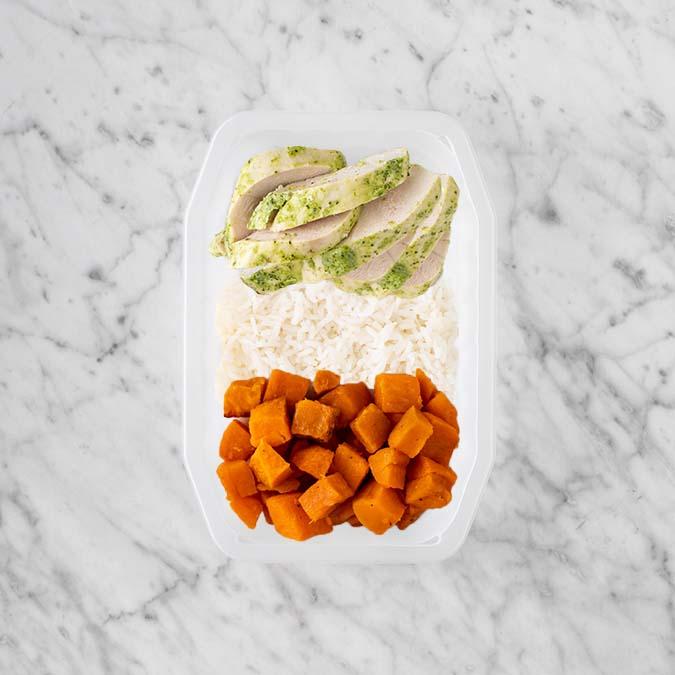150g Garlic Herb Chicken Breast 150g Basmati Rice 50g Smokey Pumpkin