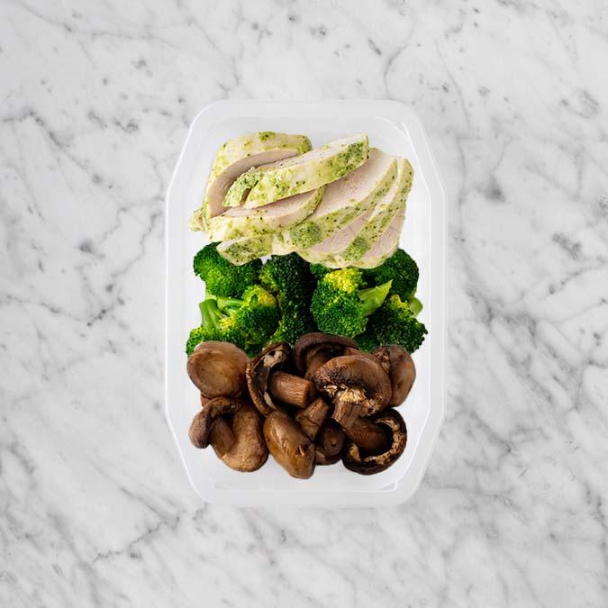 100g Garlic Herb Chicken Breast 200g Broccoli 250g Mushrooms
