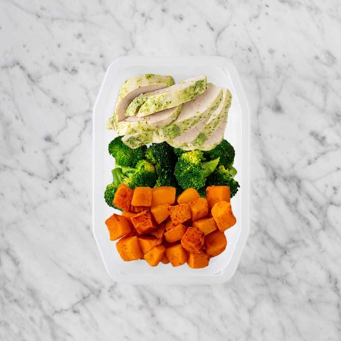 150g Garlic Herb Chicken Breast 150g Broccoli 150g Rosemary Baked Sweet Potato