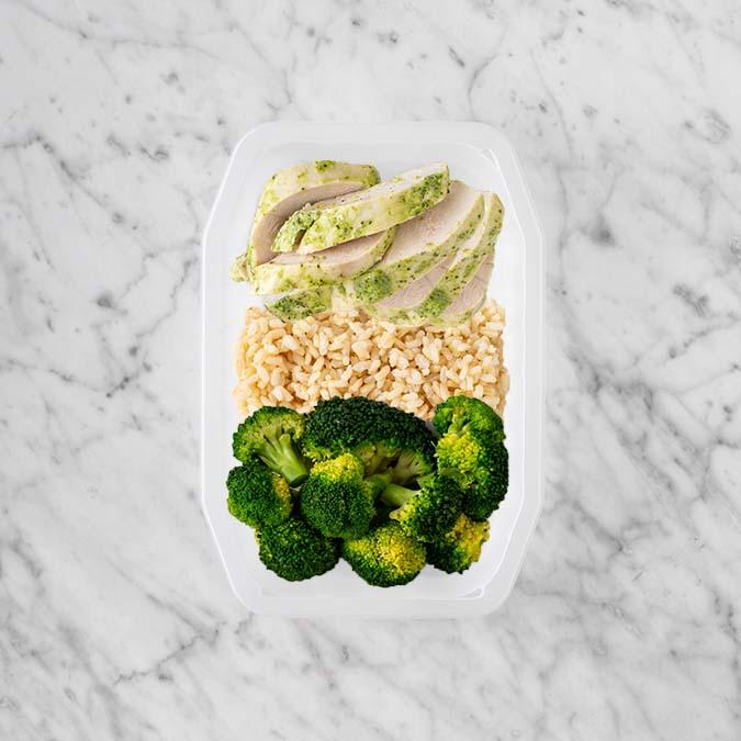 100g Garlic Herb Chicken Breast 200g Brown Rice 250g Broccoli