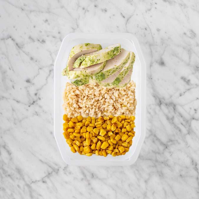100g Garlic Herb Chicken Breast 200g Brown Rice 200g Corn