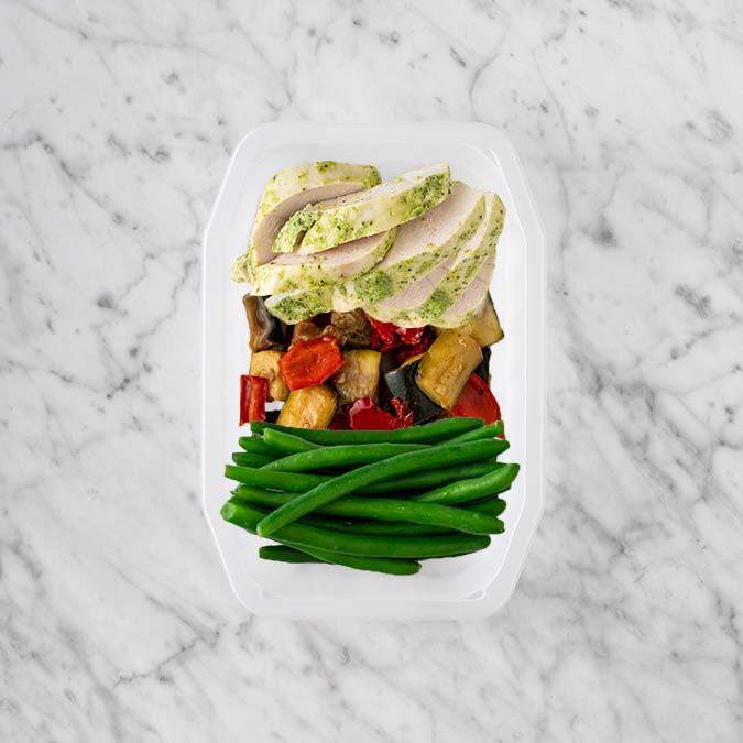 100g Garlic Herb Chicken Breast 100g Char Veg 250g Green Beans