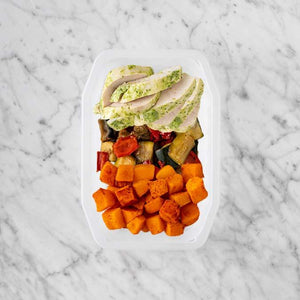 100g Garlic Herb Chicken Breast 50g Char Veg 50g Rosemary Baked Sweet Potato
