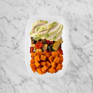 100g Garlic Herb Chicken Breast 250g Char Veg 50g Smokey Pumpkin