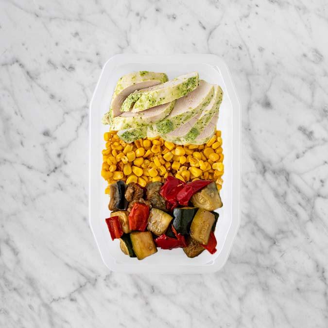 100g Garlic Herb Chicken Breast 50g Corn 50g Char Veg