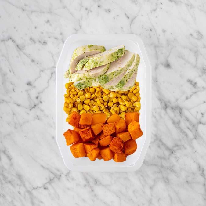 100g Garlic Herb Chicken Breast 150g Corn 150g Rosemary Baked Sweet Potato