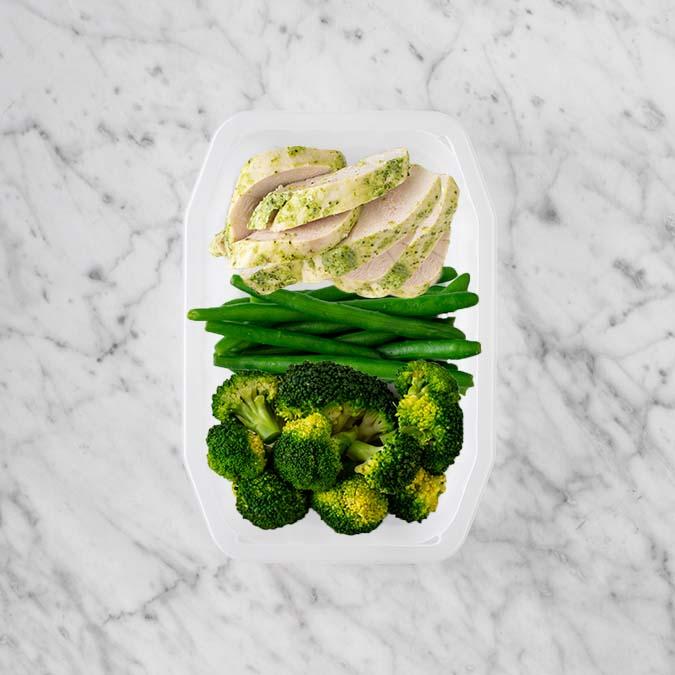 100g Garlic Herb Chicken Breast 200g Green Beans 150g Broccoli