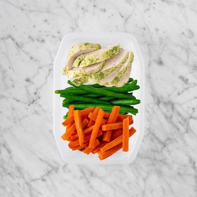 100g Garlic Herb Chicken Breast 200g Green Beans 100g Honey Baked Carrots
