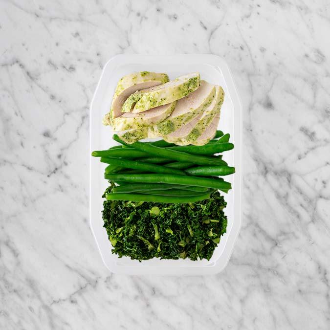 150g Garlic Herb Chicken Breast 150g Green Beans 100g Kale