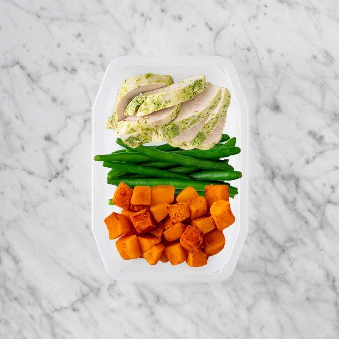 200g Garlic Herb Chicken Breast 50g Green Beans 150g Rosemary Baked Sweet Potato