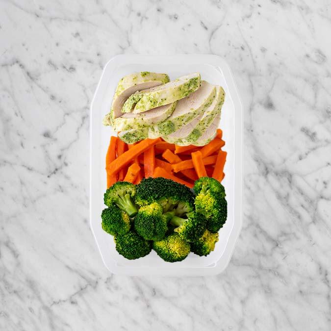 100g Garlic Herb Chicken Breast 150g Honey Baked Carrots 150g Broccoli