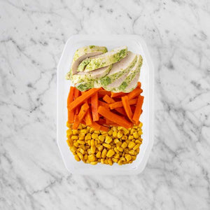 100g Garlic Herb Chicken Breast 50g Honey Baked Carrots 150g Corn