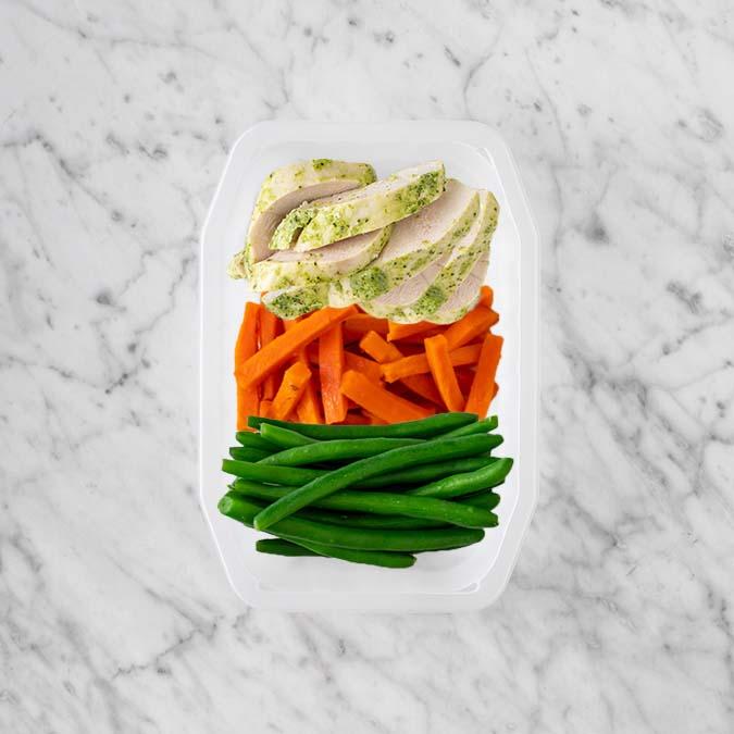 150g Garlic Herb Chicken Breast 100g Honey Baked Carrots 50g Green Beans