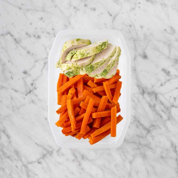100g Garlic Herb Chicken Breast 50g Honey Baked Carrots 50g Honey Baked Carrots
