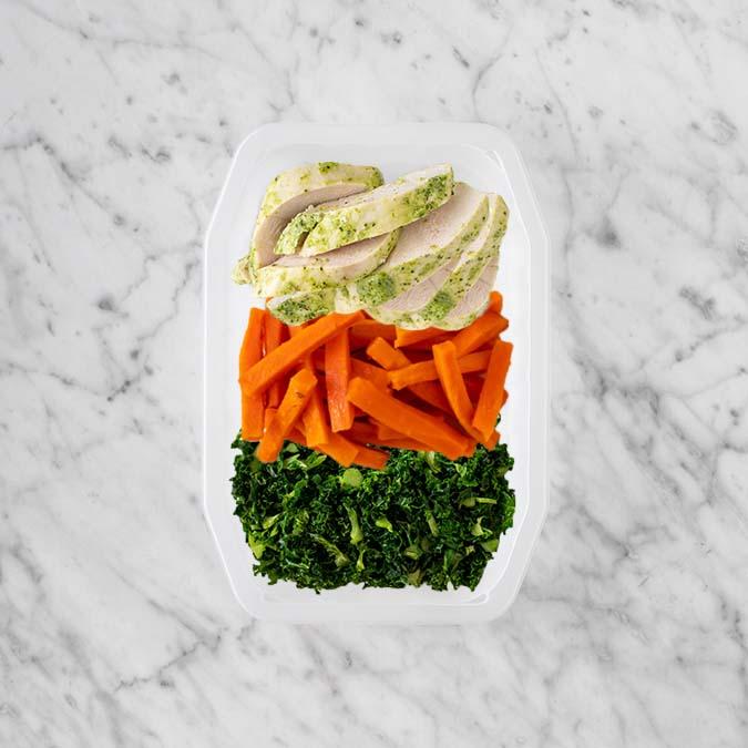 100g Garlic Herb Chicken Breast 200g Honey Baked Carrots 50g Kale