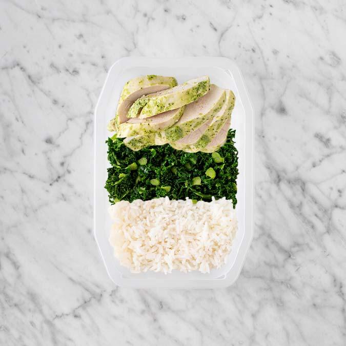 100g Garlic Herb Chicken Breast 200g Kale 50g Basmati Rice