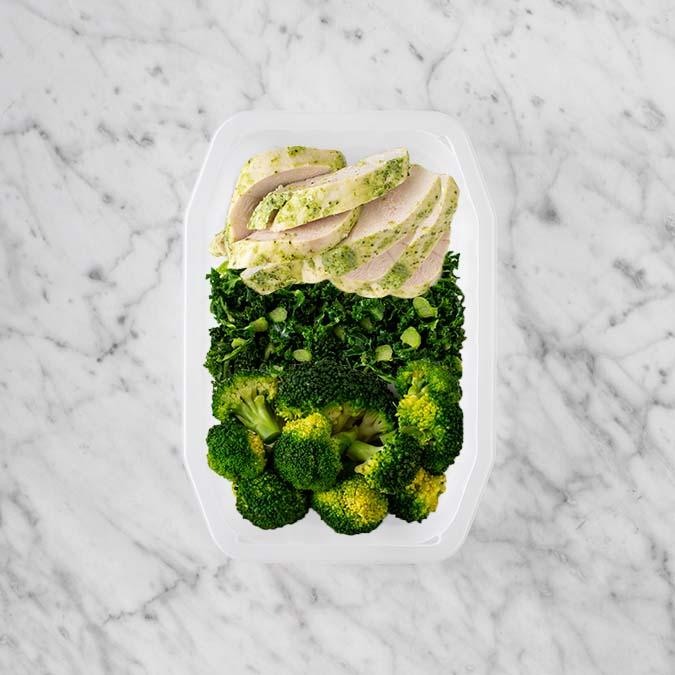 100g Garlic Herb Chicken Breast 150g Kale 250g Broccoli