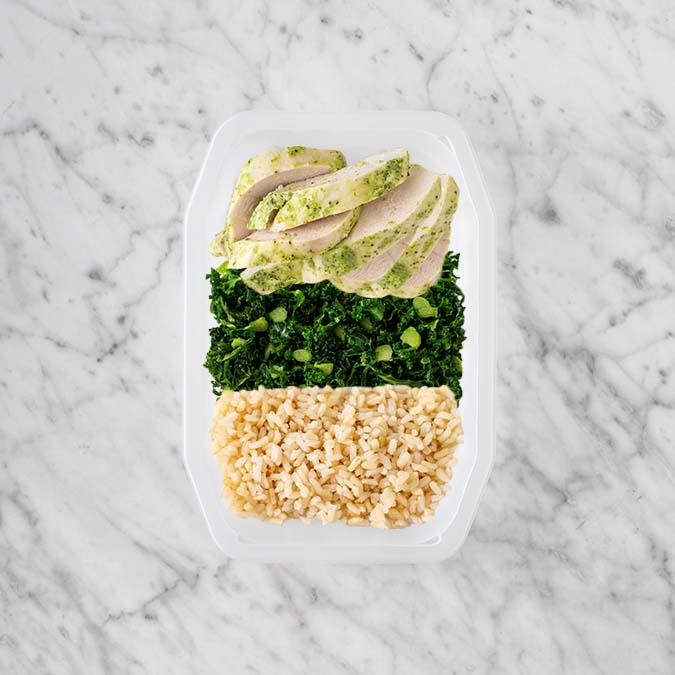 100g Garlic Herb Chicken Breast 150g Kale 100g Brown Rice