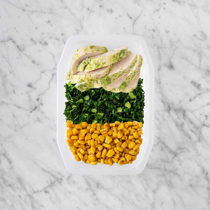 100g Garlic Herb Chicken Breast 250g Kale 250g Corn