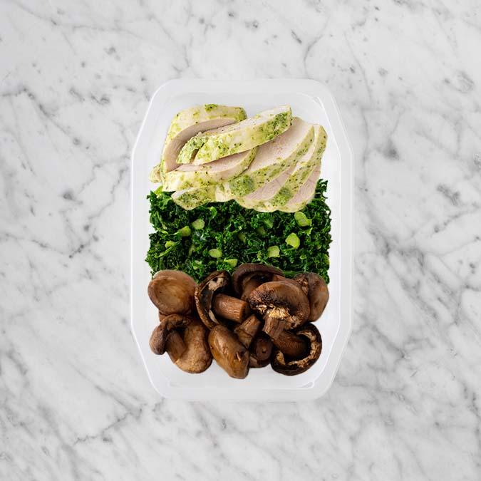 150g Garlic Herb Chicken Breast 100g Kale 100g Mushrooms