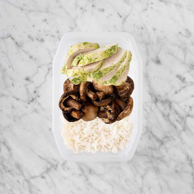 100g Garlic Herb Chicken Breast 150g Mushrooms 200g Basmati Rice