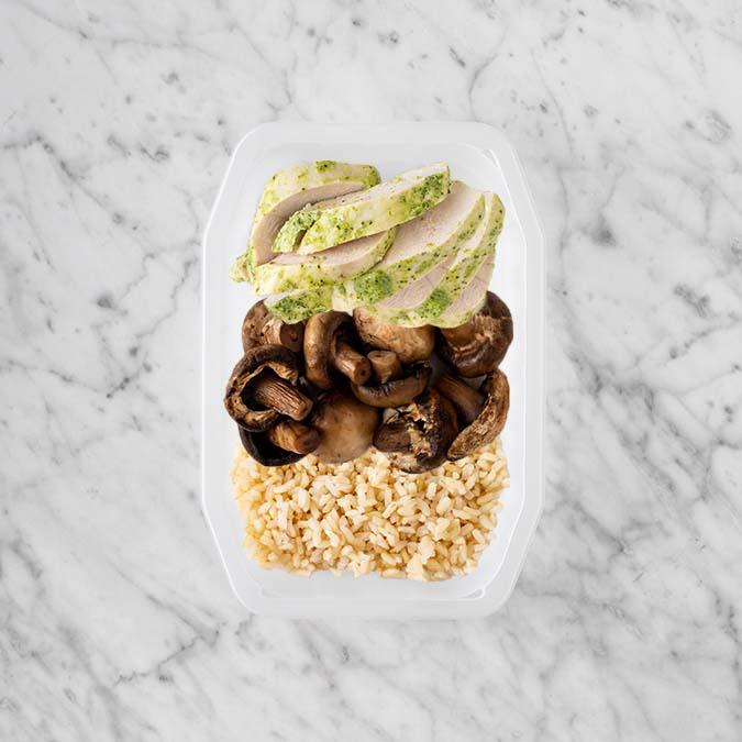 100g Garlic Herb Chicken Breast 200g Mushrooms 200g Brown Rice
