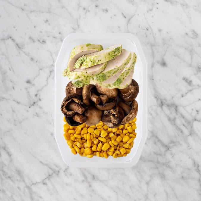150g Garlic Herb Chicken Breast 100g Mushrooms 100g Corn