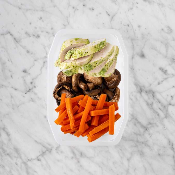 150g Garlic Herb Chicken Breast 50g Mushrooms 50g Honey Baked Carrots