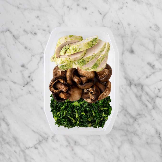 150g Garlic Herb Chicken Breast 50g Mushrooms 50g Kale