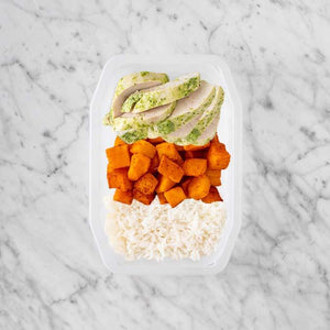 100g Garlic Herb Chicken Breast 50g Rosemary Baked Sweet Potato 250g Basmati Rice