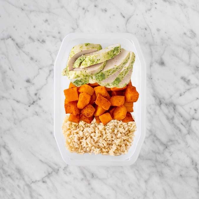 100g Garlic Herb Chicken Breast 100g Rosemary Baked Sweet Potato 50g Brown Rice