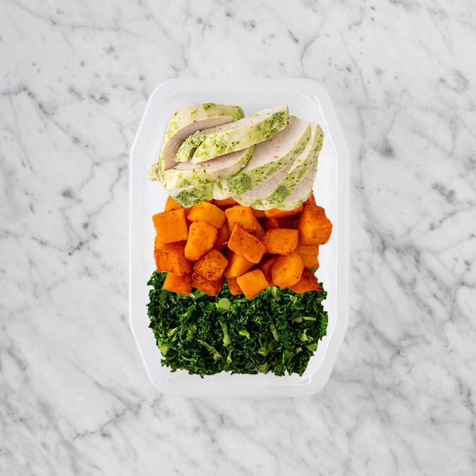 100g Garlic Herb Chicken Breast 100g Rosemary Baked Sweet Potato 200g Kale