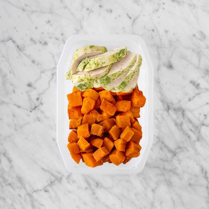 100g Garlic Herb Chicken Breast 250g Rosemary Baked Sweet Potato 50g Smokey Pumpkin