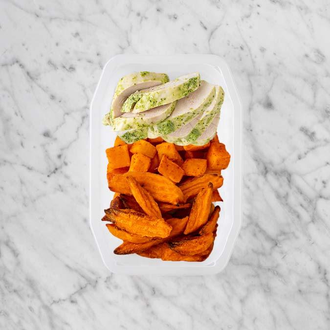 100g Garlic Herb Chicken Breast 250g Rosemary Baked Sweet Potato 150g Sweet Potato Fries