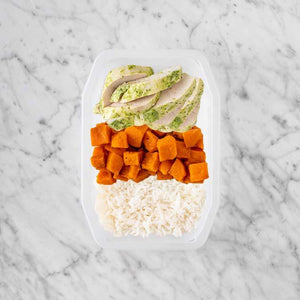 100g Garlic Herb Chicken Breast 250g Smokey Pumpkin 150g Basmati Rice