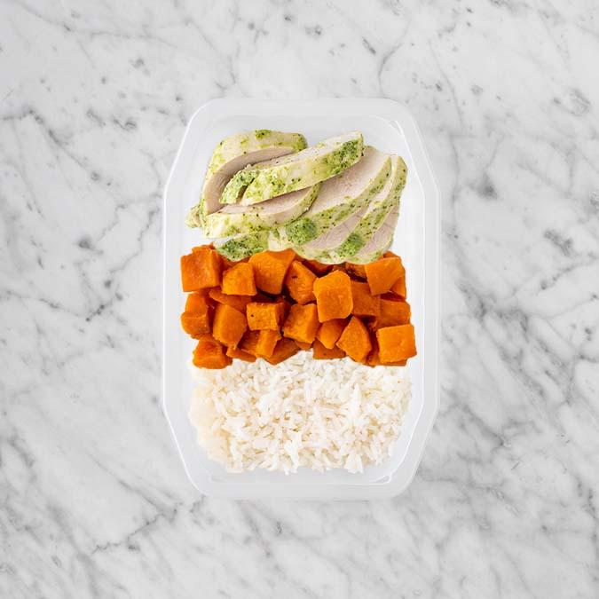 100g Garlic Herb Chicken Breast 250g Smokey Pumpkin 150g Basmati Rice